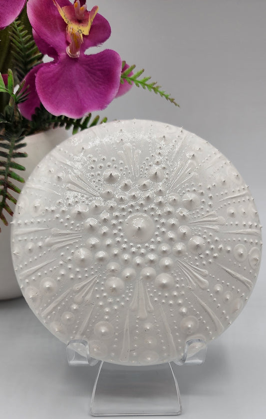 Celina Miller Art - White on White XL Mandala Stone