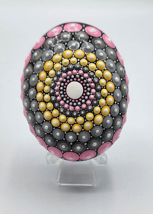 Celina Miller Art - Pink and Yellow Mandala Stone