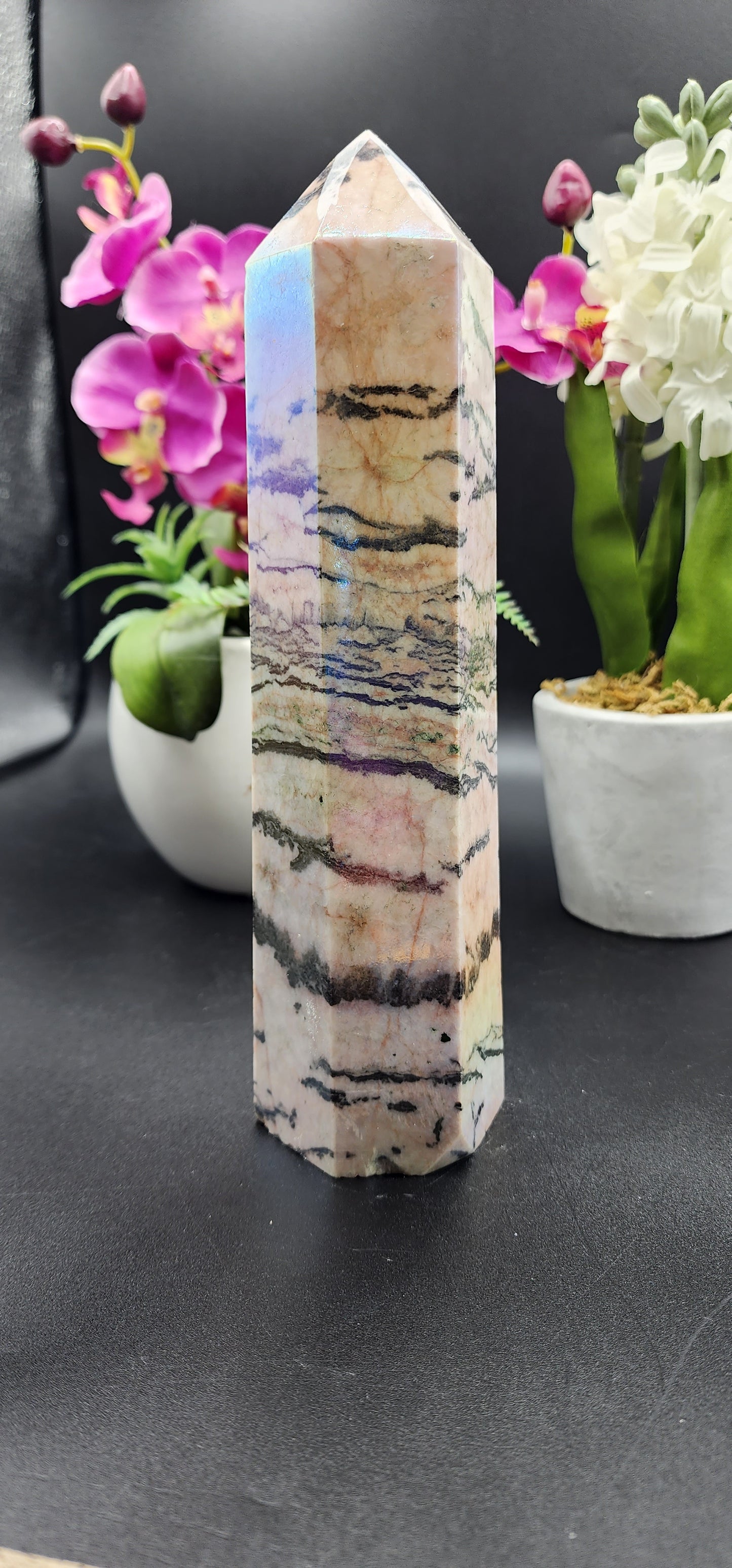 Aura Pink Zebra Jasper Tower