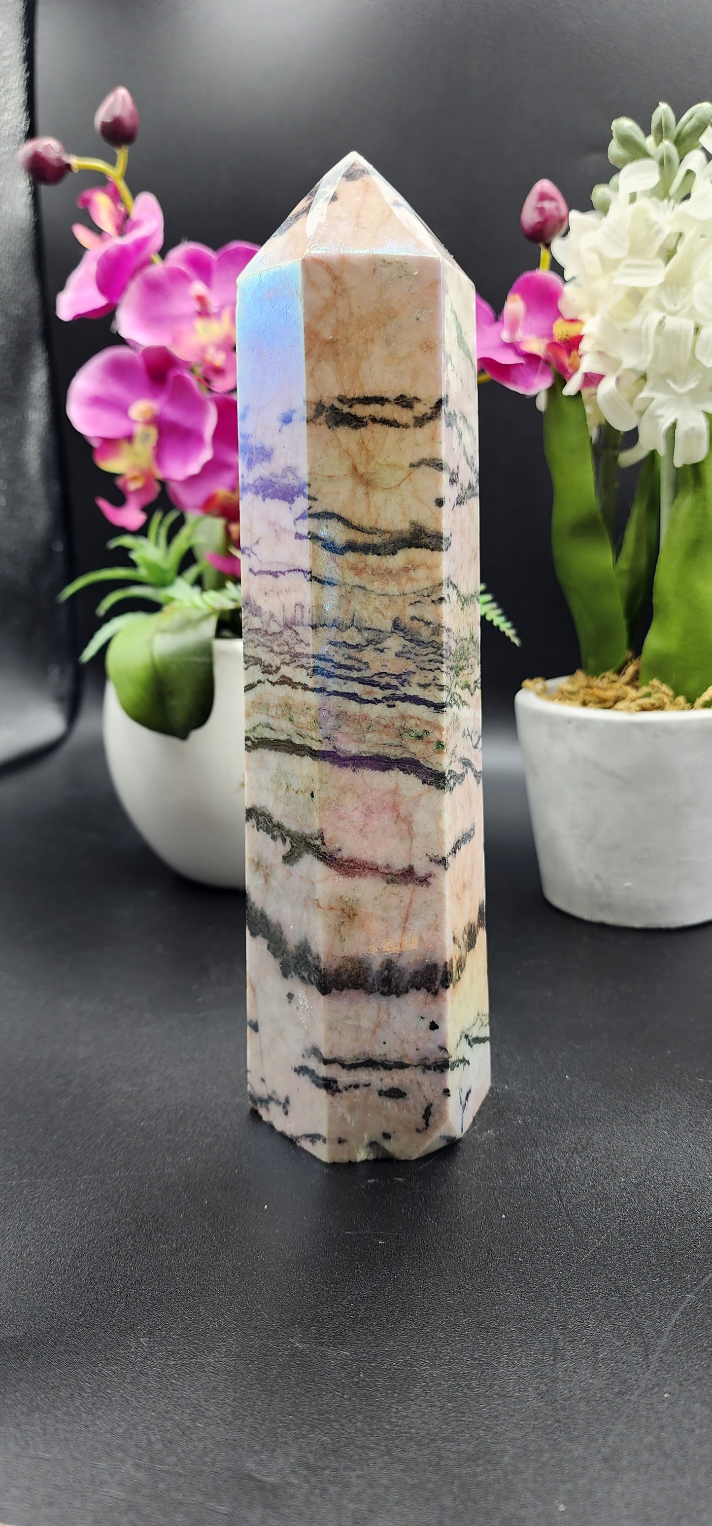 Aura Pink Zebra Jasper Tower