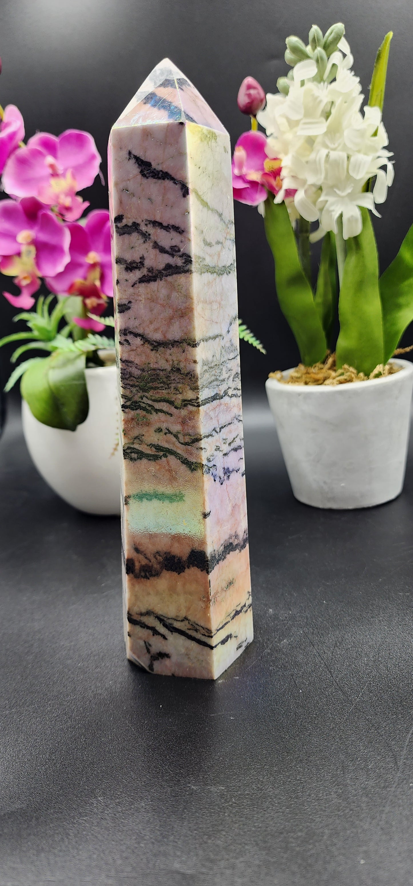 Aura Pink Zebra Jasper Tower