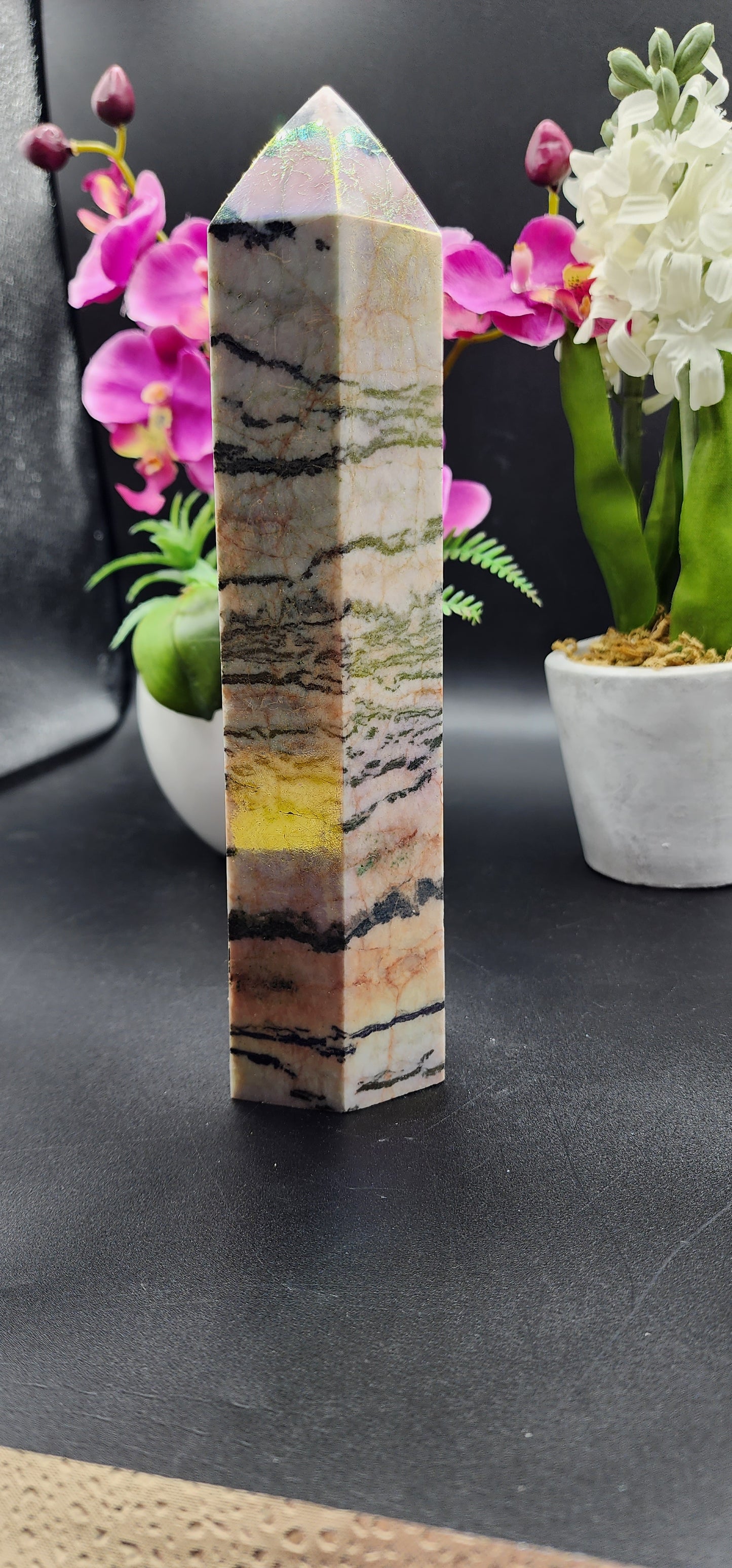 Aura Pink Zebra Jasper Tower