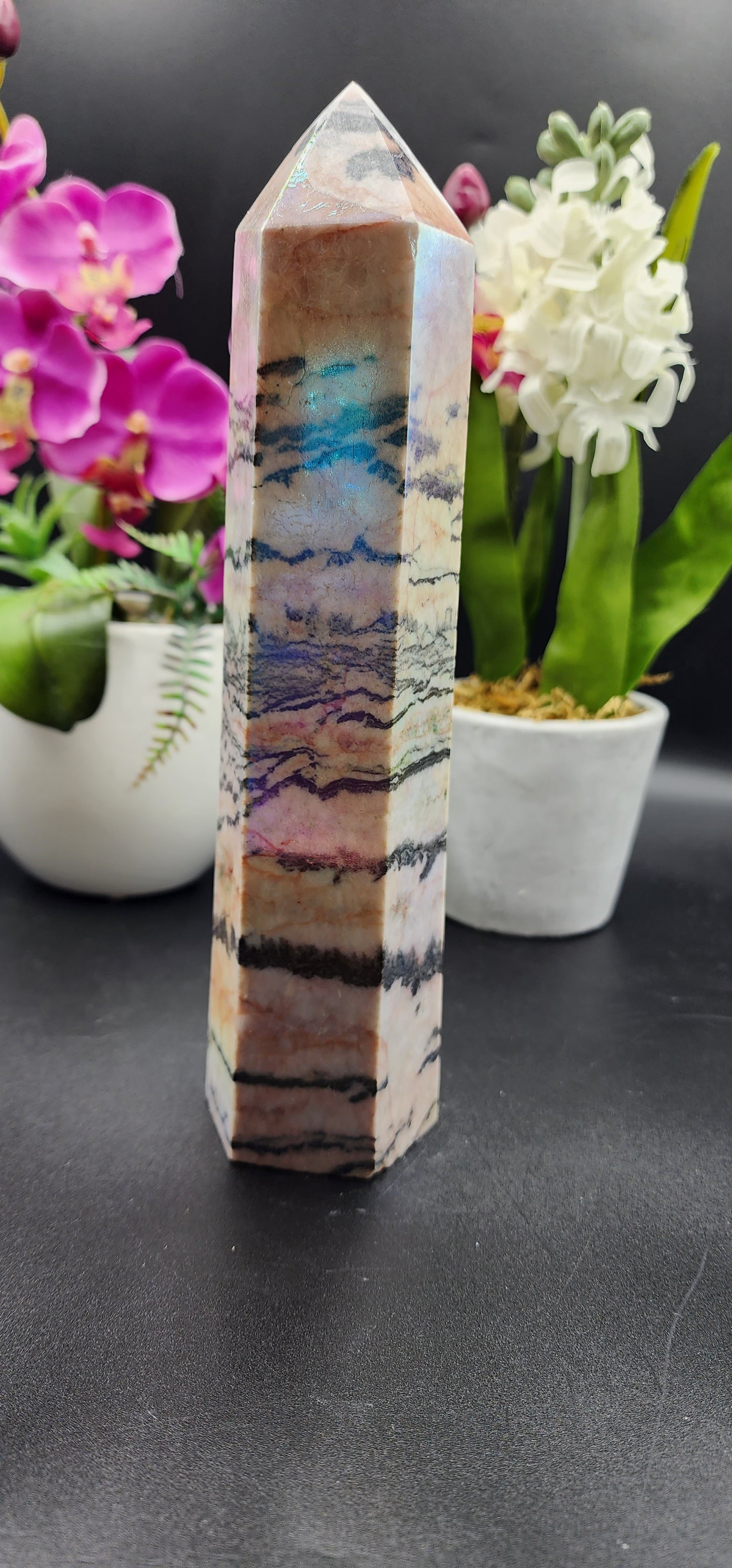 Aura Pink Zebra Jasper Tower