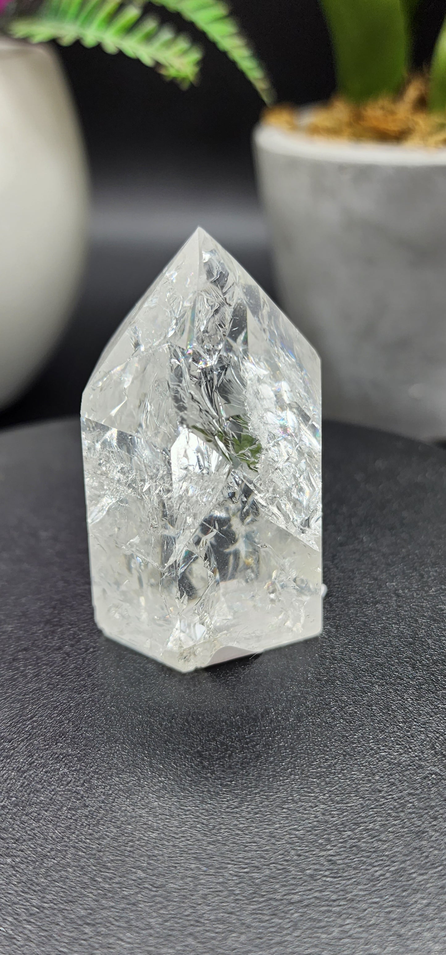 Clear Quartz Fire and Ice Point