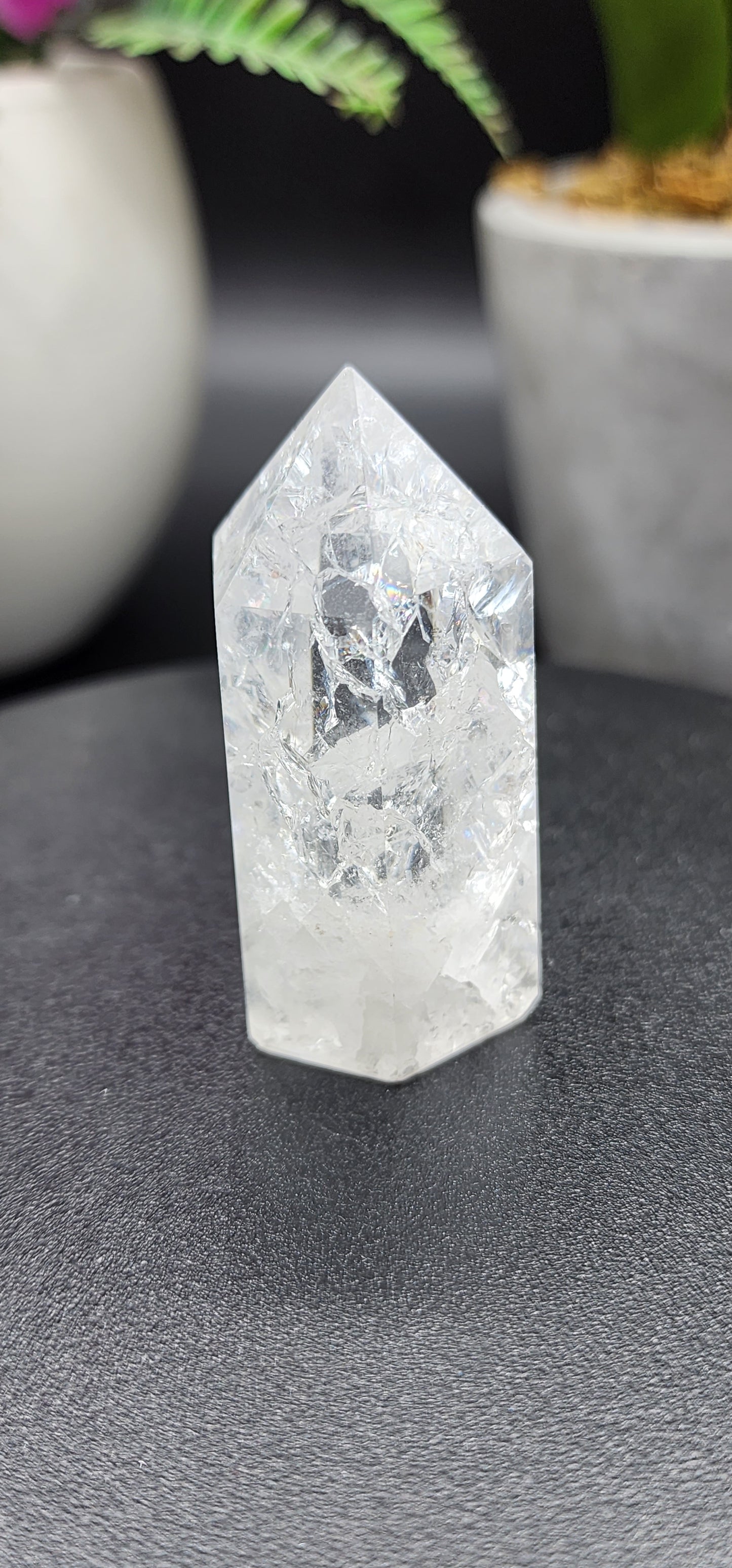 Clear Quartz Fire and Ice Point