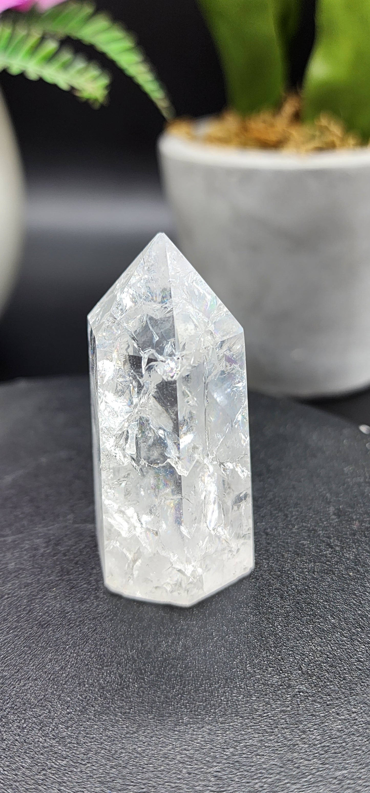 Clear Quartz Fire and Ice Point