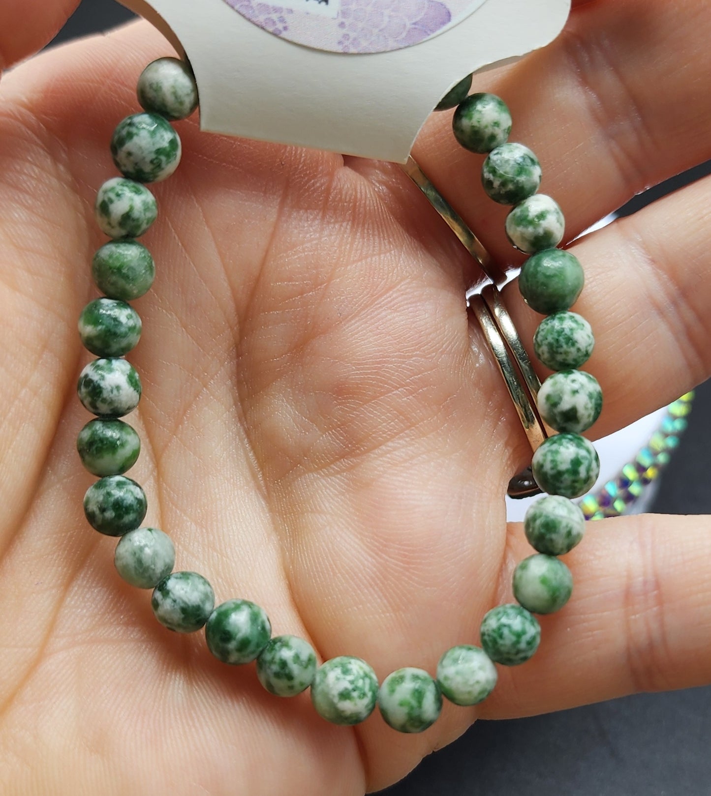 Green Spot Stone Bracelet 6mm