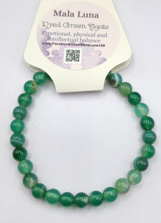 Dyed Green Agate Bracelet 6mm