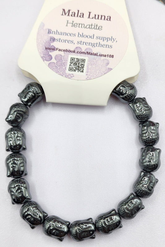 Hematite Buddha Head Bracelet
