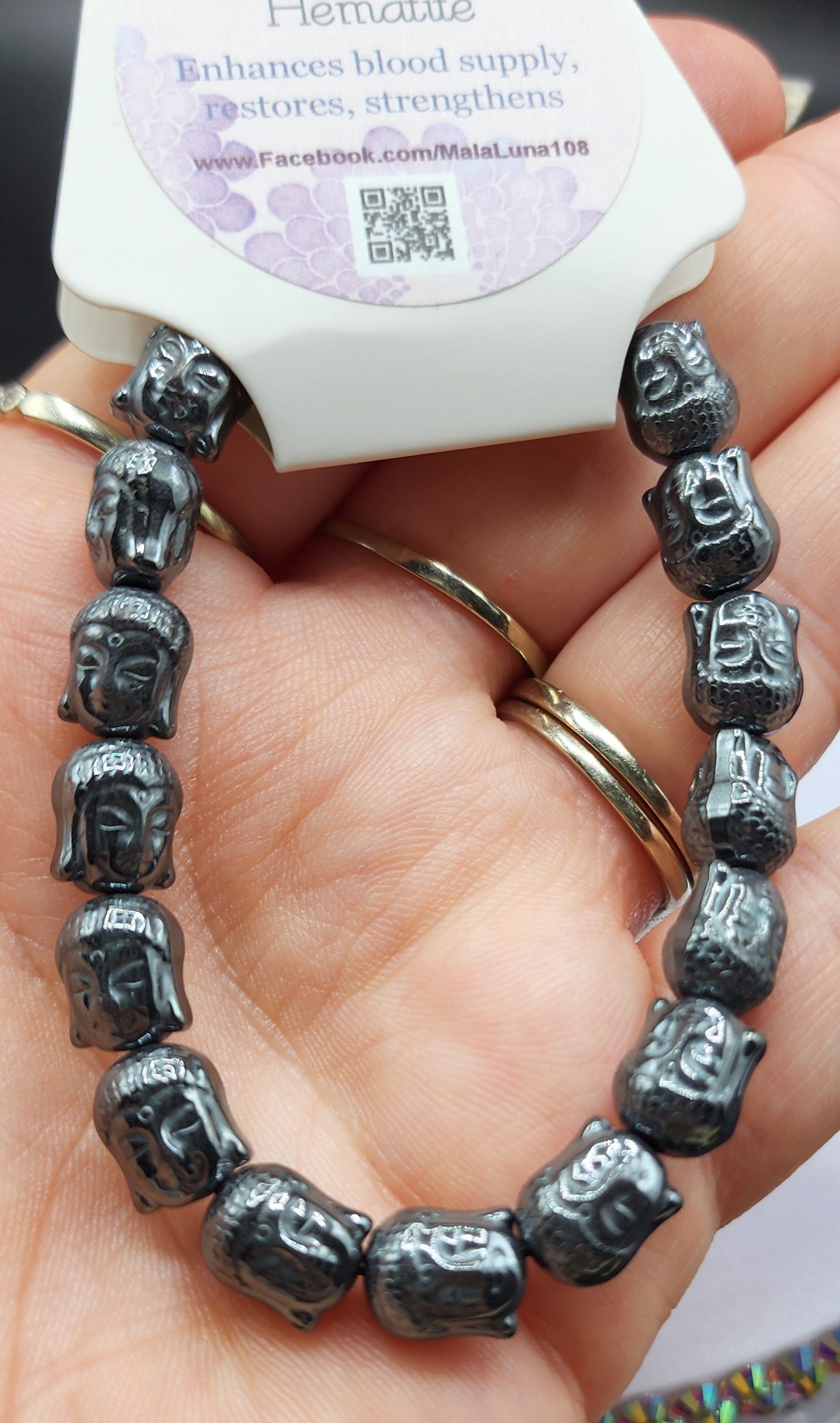 Hematite Buddha Head Bracelet