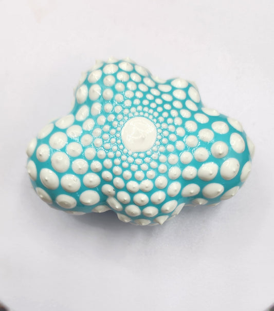 Celina Miller Art - Teal and White Mandala Cloud Palmstone